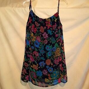 Planet gold blue black and pink floral dress/cover up.size small.
